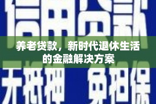 大姚养老贷款，新时代退休生活的金融解决方案