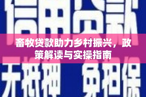 大姚畜牧贷款助力乡村振兴，政策解读与实操指南