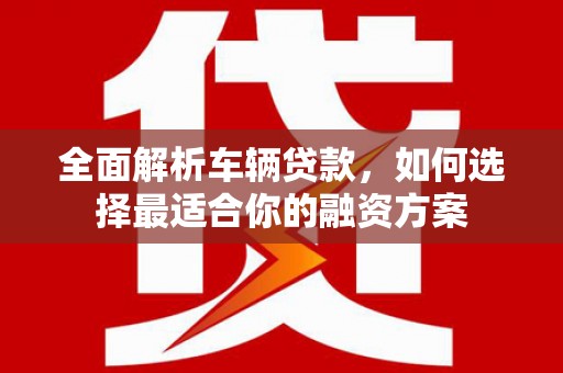 大姚全面解析车辆贷款，如何选择最适合你的融资方案